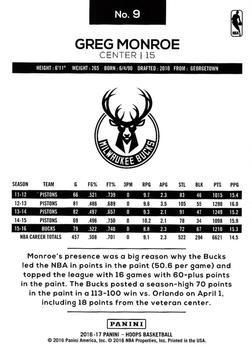 2016-17 Hoops - Orange Explosion #9 Greg Monroe Back