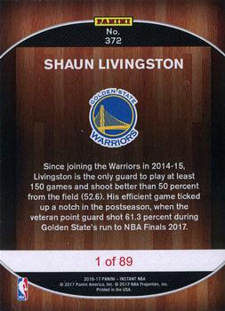 2016-17 Panini Instant NBA #372 Shaun Livingston Back