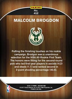 2016-17 Panini Instant NBA #412 Malcolm Brogdon Back