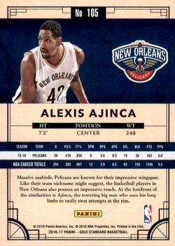 2016-17 Panini Gold Standard #105 Alexis Ajinca Back