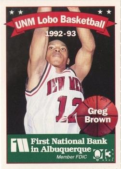 1992-93 New Mexico Lobos #2 Greg Brown Front
