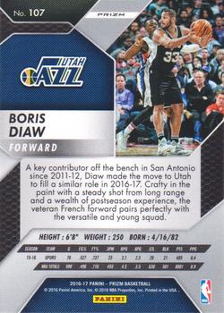 2016-17 Panini Prizm - Green Prizms #107 Boris Diaw Back