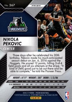 2016-17 Panini Prizm - Ruby Wave Prizms #267 Nikola Pekovic Back