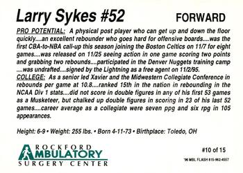 1996-97 Rockford Lightning (CBA) #10 Larry Sykes Back