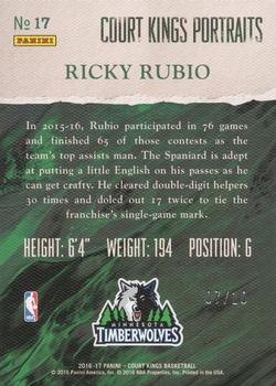 2016-17 Panini Court Kings - Portraits Emerald #17 Ricky Rubio Back