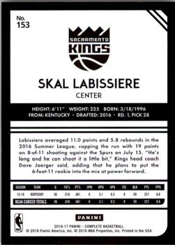 2016-17 Panini Complete #153 Skal Labissiere Back
