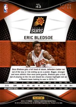 2016-17 Panini Totally Certified - Blue #43 Eric Bledsoe Back
