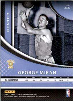 2016-17 Panini Totally Certified - Calling Cards #44 George Mikan Back
