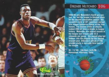 1995 Classic Rookies - Gold Foil #106 Dikembe Mutombo Back