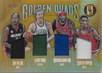 2016-17 Panini Gold Standard - Golden Quads #20 Larry Bird / Ray Allen / Richard Hamilton / Scottie Pippen Front