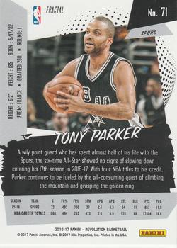 2016-17 Panini Revolution - Fractal #71 Tony Parker Back