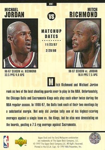 1997-98 Upper Deck Michael Jordan's Marquee Matchups #MM7 Michael Jordan / Mitch  Richmond | Trading Card Database