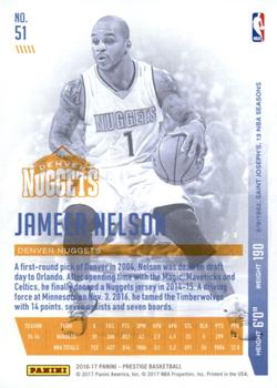 2016-17 Panini Prestige - Horizon #51 Jameer Nelson Back