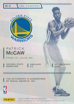 2016-17 Panini Prestige - NBA Passport Signatures #19 Patrick McCaw Back