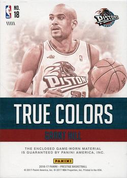 2016-17 Panini Prestige - True Colors Materials Prime #18 Grant Hill Back