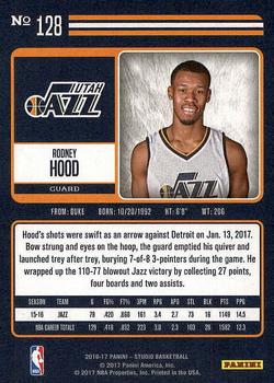 2016-17 Panini Studio #128 Rodney Hood Back