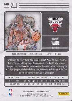 2016-17 Panini Studio #211 Dwyane Wade Back