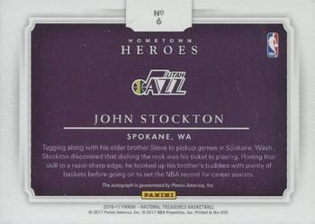 2016-17 Panini National Treasures - Hometown Heroes #6 John Stockton Back