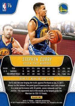 2016-17 Panini Threads - Century Proof Dazzle #70 Stephen Curry Back