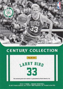 2016-17 Panini Threads - Century Collection Materials Prime #29 Larry Bird Back
