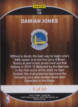 2016-17 Panini Instant NBA - Golden State Warriors 2017 Finals Championship Set Yellow #C8 Damian Jones Back