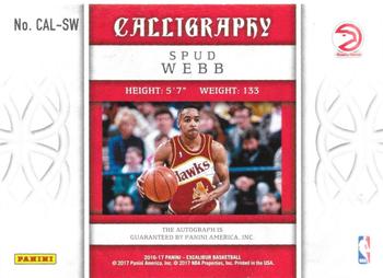 2016-17 Panini Excalibur - Calligraphy #CAL-SW Spud Webb Back