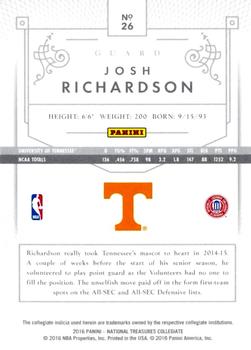 2016 Panini National Treasures Collegiate - Gold #26 Josh Richardson Back