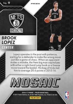 2016-17 Panini Mosaic Prizm #9 Brook Lopez Back