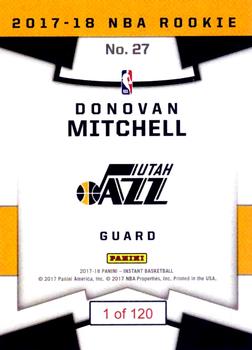 2017-18 Panini Instant NBA - RPS First Look #27 Donovan Mitchell Back
