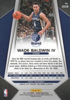 2017-18 Panini Prizm #209 Wade Baldwin IV Back