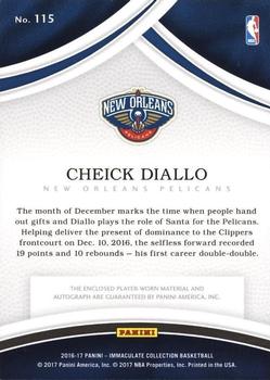 2016-17 Panini Immaculate Collection #115 Cheick Diallo Back