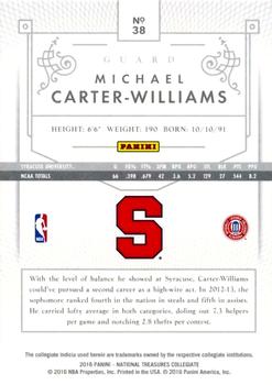 2016 Panini National Treasures Collegiate - Platinum #38 Michael Carter-Williams Back