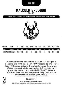 2017-18 Hoops - Artist Proof #12 Malcolm Brogdon Back