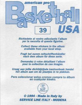 1994-95 Service Line American Pro Basketball USA Stickers (Italy) #39 Clarence Weatherspoon Back