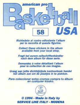 1994-95 Service Line American Pro Basketball USA Stickers (Italy) #58 Toni Kukoc Back