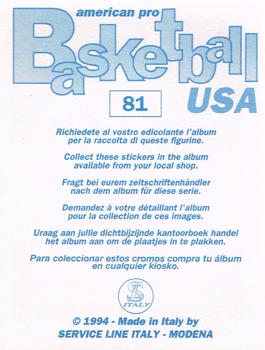 1994-95 Service Line American Pro Basketball USA Stickers (Italy) #81 Tyrone Corbin Back