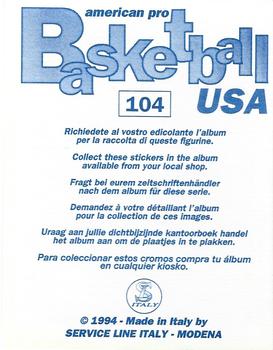 1994-95 Service Line American Pro Basketball USA Stickers (Italy) #104 Otis Thorpe Back