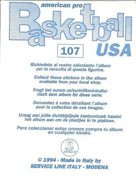 1994-95 Service Line American Pro Basketball USA Stickers (Italy) #107 Hakeem Olajuwon Back