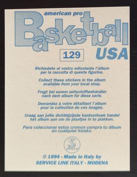 1994-95 Service Line American Pro Basketball USA Stickers (Italy) #129 Mike Brown Back