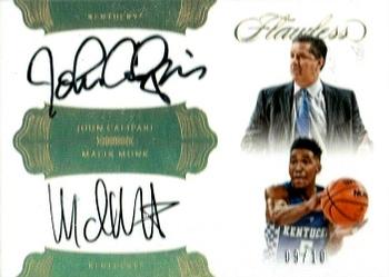 2017 Panini Flawless Collegiate - Flawless Dual Signatures Gold #DS-MJ John Calipari / Malik Monk Front