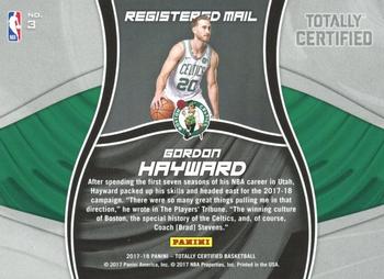2017-18 Panini Totally Certified - Registered Mail Gold #3 Gordon Hayward Back