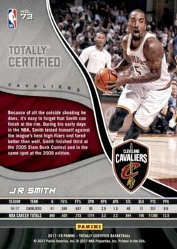 2017-18 Panini Totally Certified - Purple #73 J.R. Smith Back