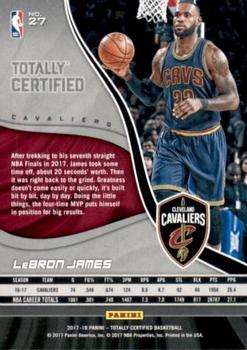 2017-18 Panini Totally Certified - Camo #27 LeBron James Back