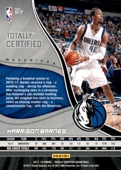 2017-18 Panini Totally Certified - Camo #57 Harrison Barnes Back