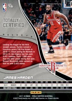 2017-18 Panini Totally Certified - Gold #76 James Harden Back