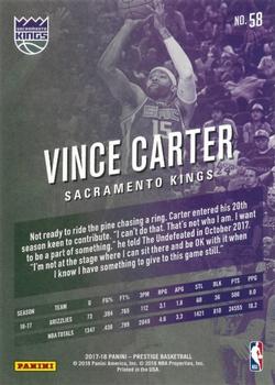 2017-18 Panini Prestige #58 Vince Carter Back