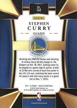 2017-18 Panini Select #32 Stephen Curry Back