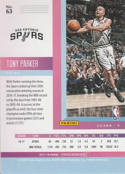 2017-18 Panini Status - Red #63 Tony Parker Back