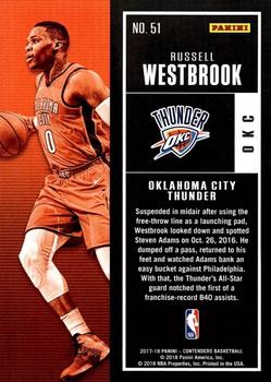 2017-18 Panini Contenders - Cracked Ice Ticket #51 Russell Westbrook Back
