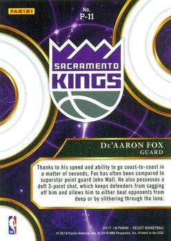 2017-18 Panini Select - Phenomenon #P-11 De'Aaron Fox Back